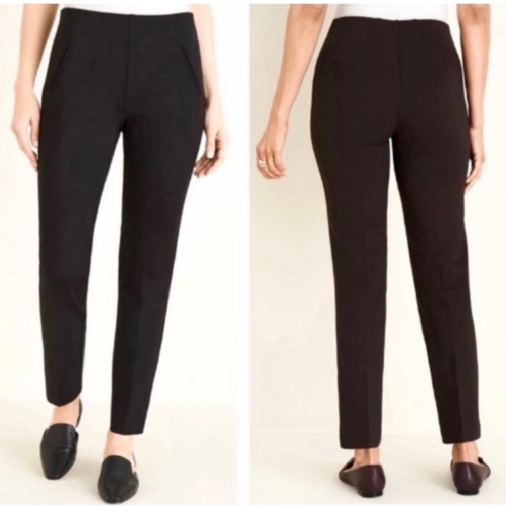 Chico’s Juliet Slim Ankle Pants Women’s Size 8 Stretch Ponte Knit Pull On Black